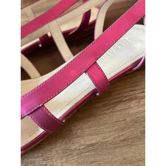 JIL SANDER Metallic Pink Cage Peep-Toe Slingback Flats Size 38/7.5