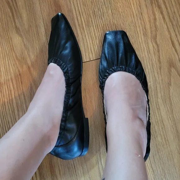 Jimmy Choo Black Flats with Square Toe Design