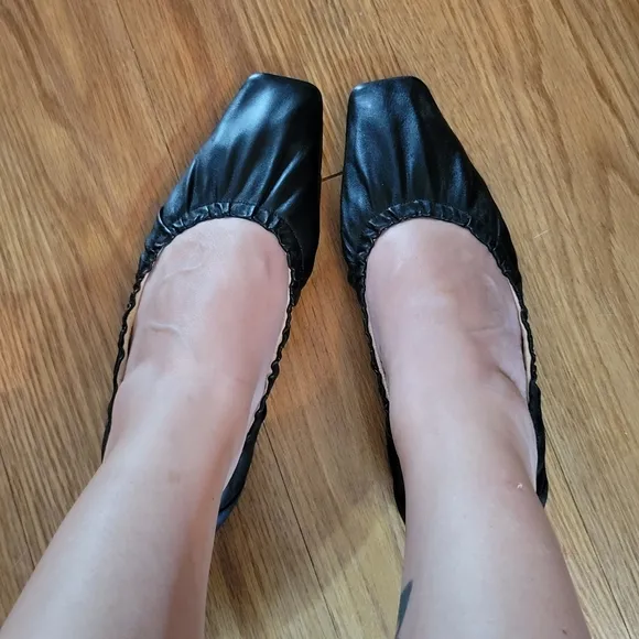 Jimmy Choo Black Flats with Square Toe Design