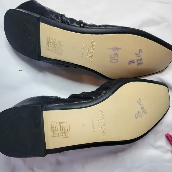 Jimmy Choo Black Flats with Square Toe Design