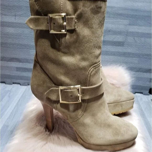 Jimmy Choo DylanWomens Size 10 TanSuede Heel Biker Boots
