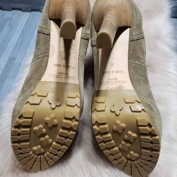 Jimmy Choo DylanWomens Size 10 TanSuede Heel Biker Boots