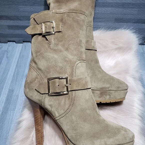 Jimmy Choo DylanWomens Size 10 TanSuede Heel Biker Boots