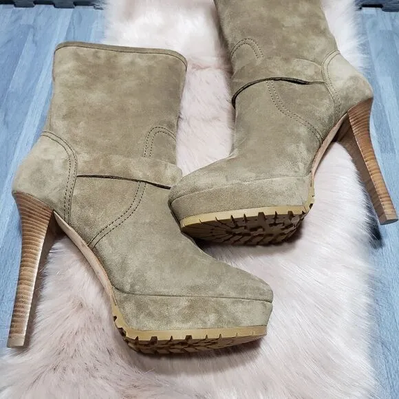 Jimmy Choo DylanWomens Size 10 TanSuede Heel Biker Boots