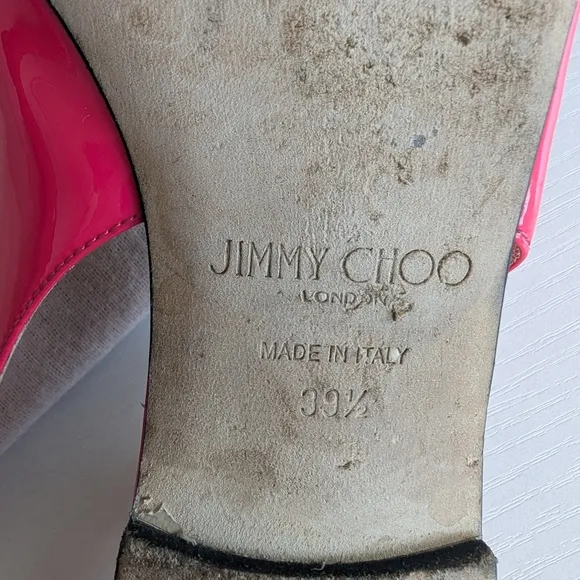 Jimmy Choo Pink Patent Leather Flats with Bow