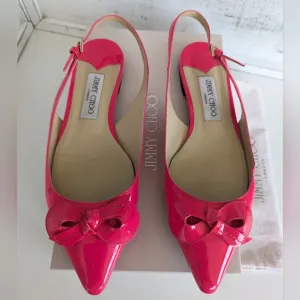 Jimmy Choo Pink Patent Leather Flats with Bow