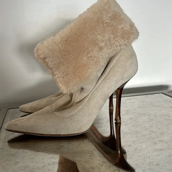 👏🏻Jimmy Choo suede shearling stiletto boots