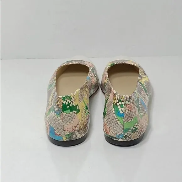 Jimmy Choo Cap-Toe Snakeskin-Embossed Leather Ballerina Flats size 35.5