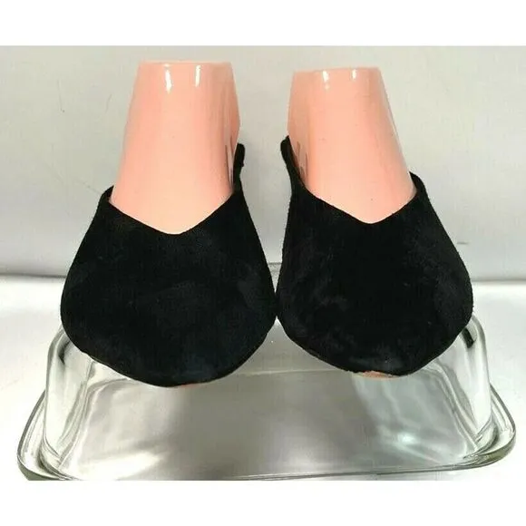 Joe’s Jeans Black Suede Shoes Slingback Flats Pointy Toes