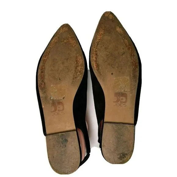 Joe’s Jeans Black Suede Shoes Slingback Flats Pointy Toes