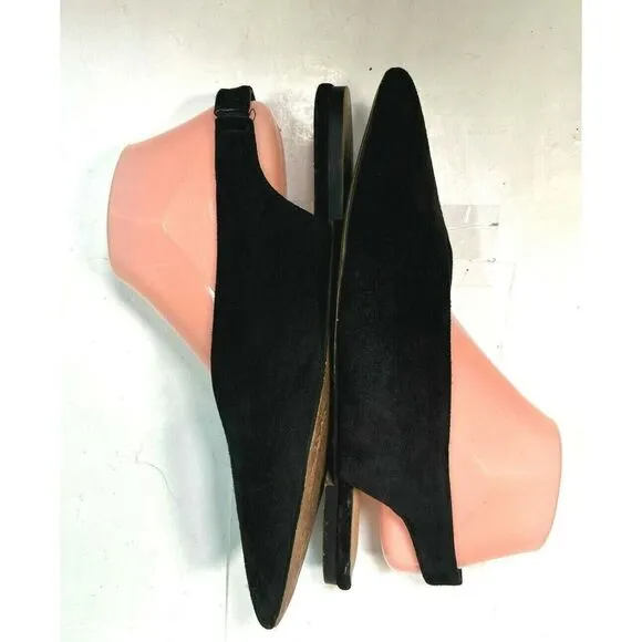 Joe’s Jeans Black Suede Shoes Slingback Flats Pointy Toes