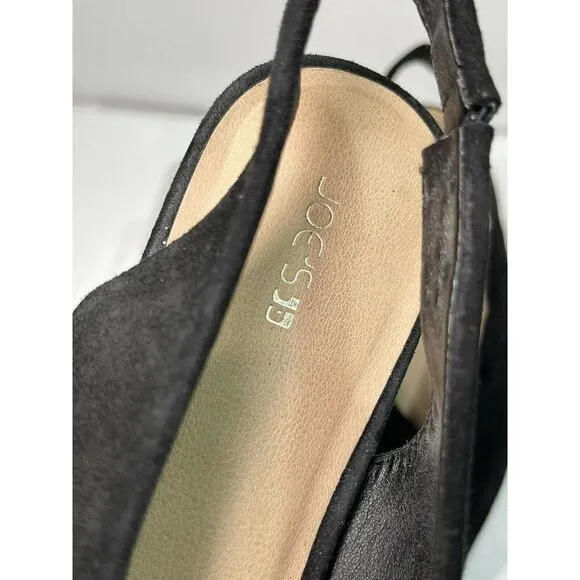 Joe’s Jeans Black Suede Shoes Slingback Flats Pointy Toes