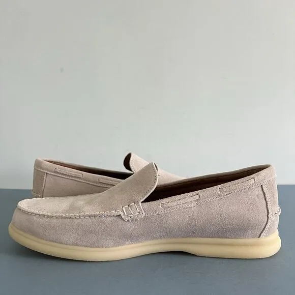 Johnnie-O Malibu Moccasin Stone Gray Slip On Leather Loafers