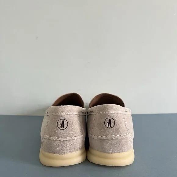 Johnnie-O Malibu Moccasin Stone Gray Slip On Leather Loafers