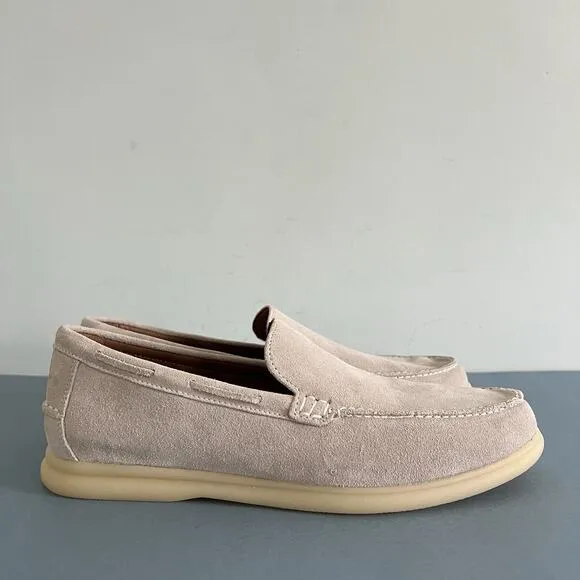 Johnnie-O Malibu Moccasin Stone Gray Slip On Leather Loafers