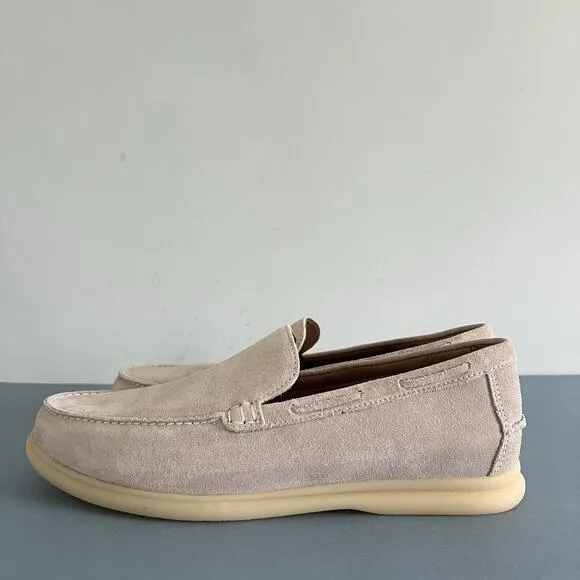 Johnnie-O Malibu Moccasin Stone Gray Slip On Leather Loafers