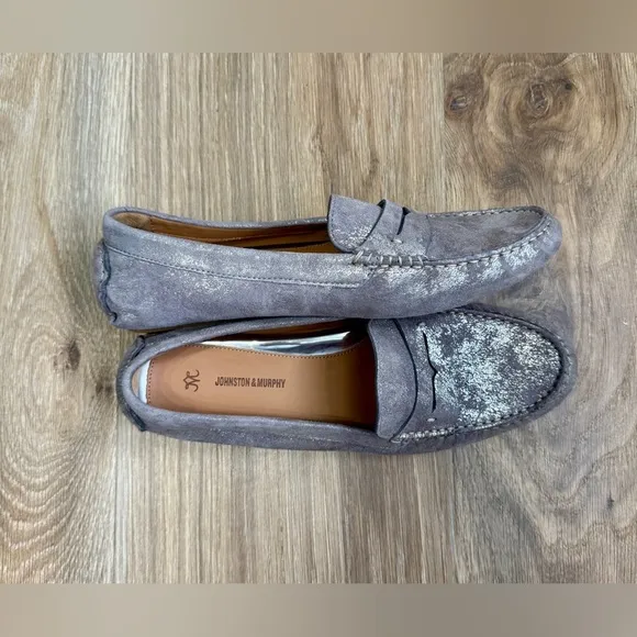 Johnston &amp; Murphy 78-14482 Maggie Penny Pewter Metalic Size 8.5 M NWOB