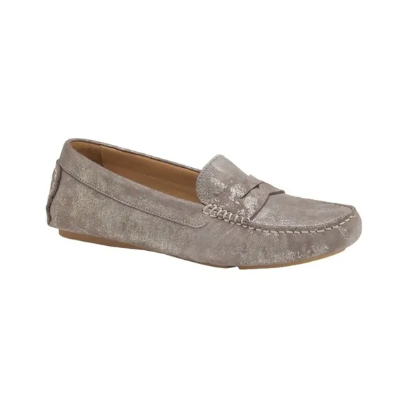 Johnston &amp; Murphy 78-14482 Maggie Penny Pewter Metalic Size 8.5 M NWOB