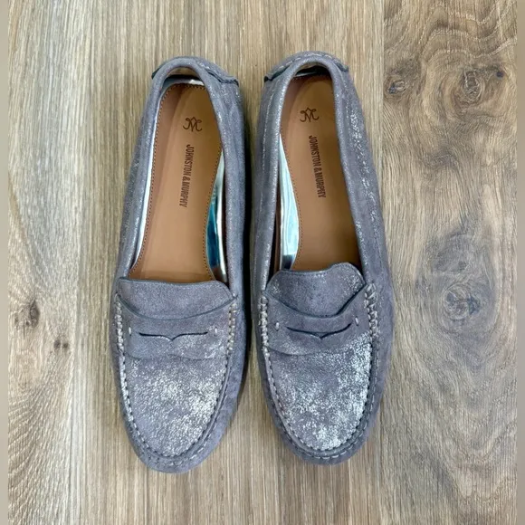 Johnston &amp; Murphy 78-14482 Maggie Penny Pewter Metalic Size 8.5 M NWOB