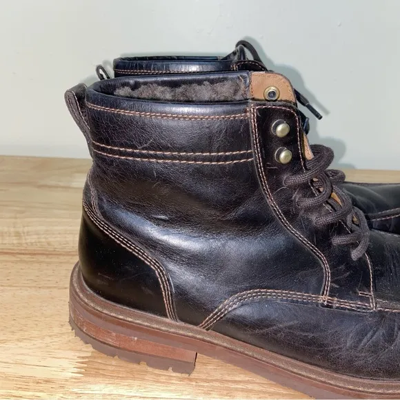 Johnston &amp; Murphy Boots Mens Size 11 M Leather Barrett Moc Toe Shearling Brown