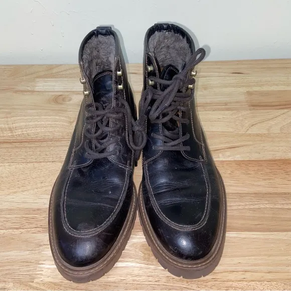 Johnston &amp; Murphy Boots Mens Size 11 M Leather Barrett Moc Toe Shearling Brown