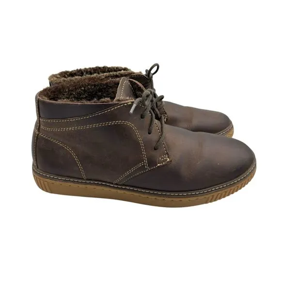 Johnston &amp; Murphy Brown Leather Wallace Genuine Shearling Lace Up Chukka Boots