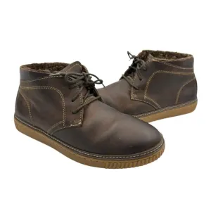 Johnston &amp; Murphy Brown Leather Wallace Genuine Shearling Lace Up Chukka Boots