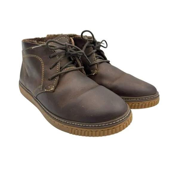 Johnston &amp; Murphy Brown Leather Wallace Genuine Shearling Lace Up Chukka Boots