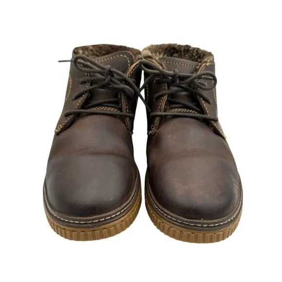Johnston &amp; Murphy Brown Leather Wallace Genuine Shearling Lace Up Chukka Boots