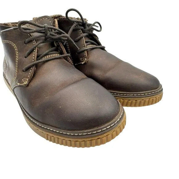 Johnston &amp; Murphy Brown Leather Wallace Genuine Shearling Lace Up Chukka Boots
