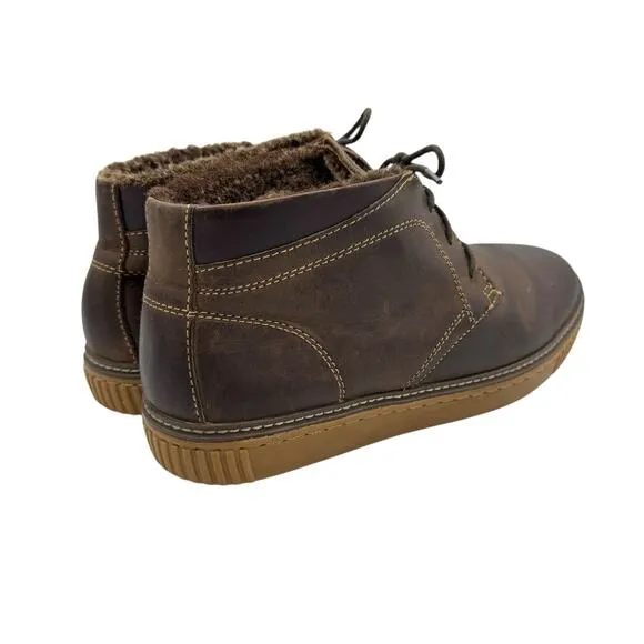Johnston &amp; Murphy Brown Leather Wallace Genuine Shearling Lace Up Chukka Boots