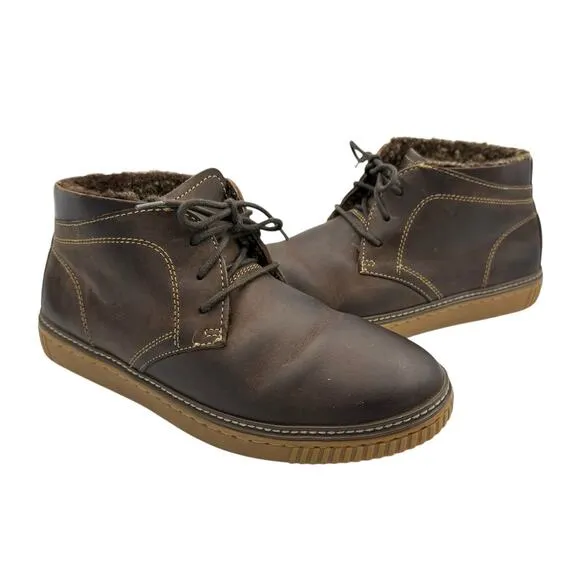 Johnston &amp; Murphy Brown Leather Wallace Genuine Shearling Lace Up Chukka Boots