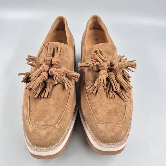 Johnston &amp; Murphy Brown Suede Gracelyn Platform Tassel Loafer
