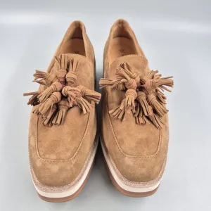 Johnston &amp; Murphy Brown Suede Gracelyn Platform Tassel Loafer