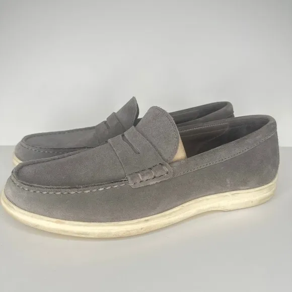 Johnston &amp; Murphy Men's Shoes Loafers Boat Penny Casual Suede Slip On Grey 8.5