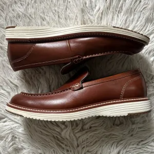 Johnston &amp; Murphy Mens Upton Venetian 20-4810 Brown Tan Full Grain Loafer EUC 10