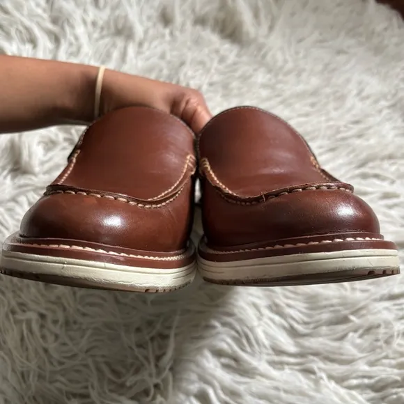 Johnston &amp; Murphy Mens Upton Venetian 20-4810 Brown Tan Full Grain Loafer EUC 10