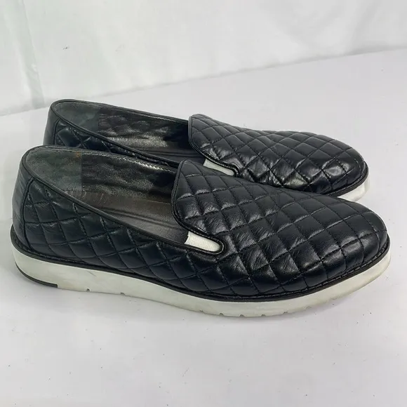 Johnston and Murphy black leather quilted loafers 7811541.