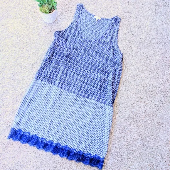 Joie Blue Layered Lace Slip Dress