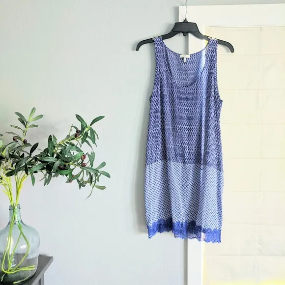 Joie Blue Layered Lace Slip Dress
