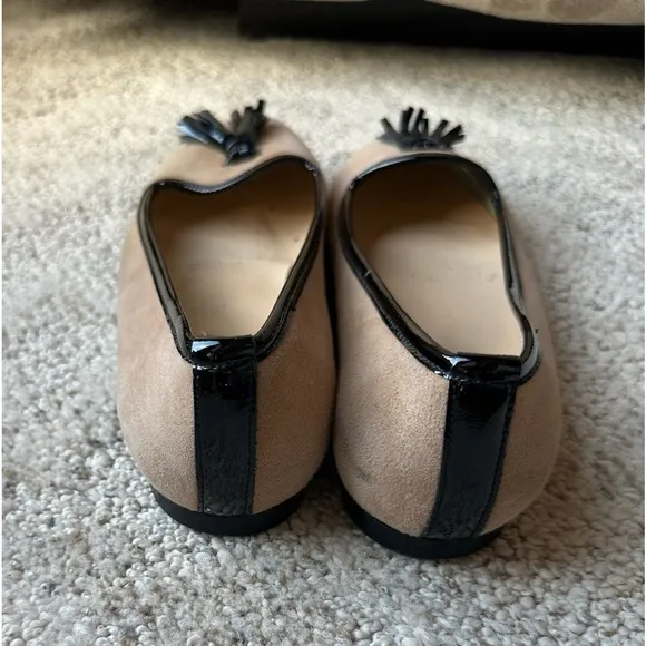 Jon Josef Anthro‎ Womens Tassel Suede Leather Flat Loafers Size 9.5 Tan &amp; Black