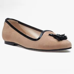 Jon Josef Anthro‎ Womens Tassel Suede Leather Flat Loafers Size 9.5 Tan &amp; Black
