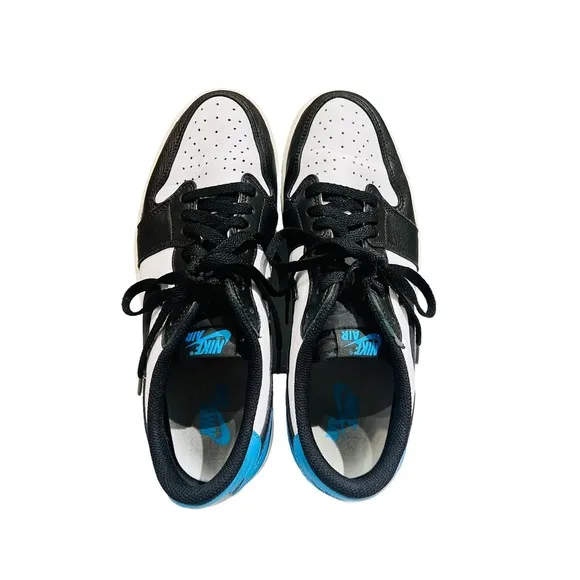 Jordan 1 Retro Low OG Black and Dark Powder Blue Sneakers Sz 11