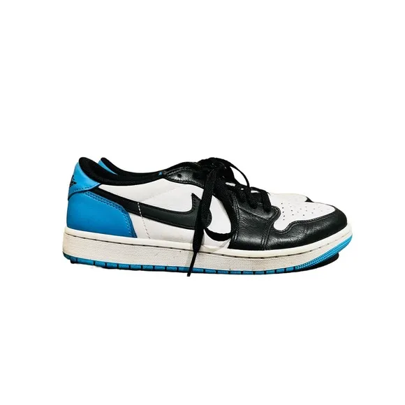 Jordan 1 Retro Low OG Black and Dark Powder Blue Sneakers Sz 11