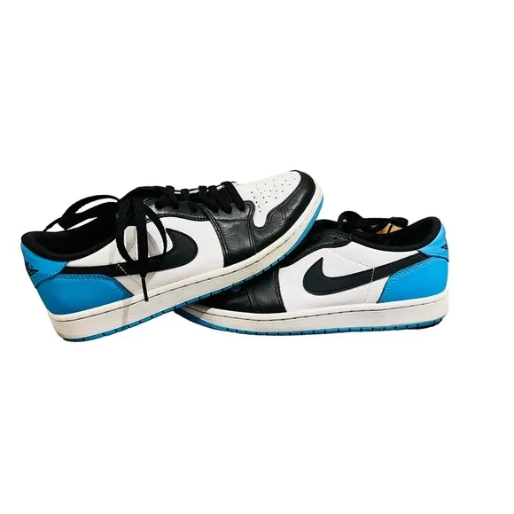Jordan 1 Retro Low OG Black and Dark Powder Blue Sneakers Sz 11