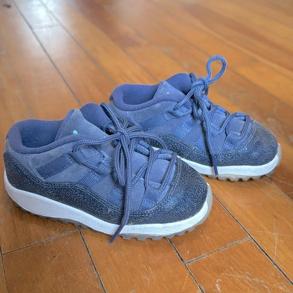 Jordan 11 Retro Low Sneakers-blue suede and metallic leather-size 8C