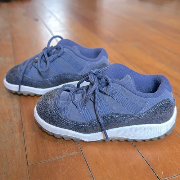Jordan 11 Retro Low Sneakers-blue suede and metallic leather-size 8C