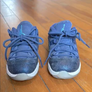 Jordan 11 Retro Low Sneakers-blue suede and metallic leather-size 8C