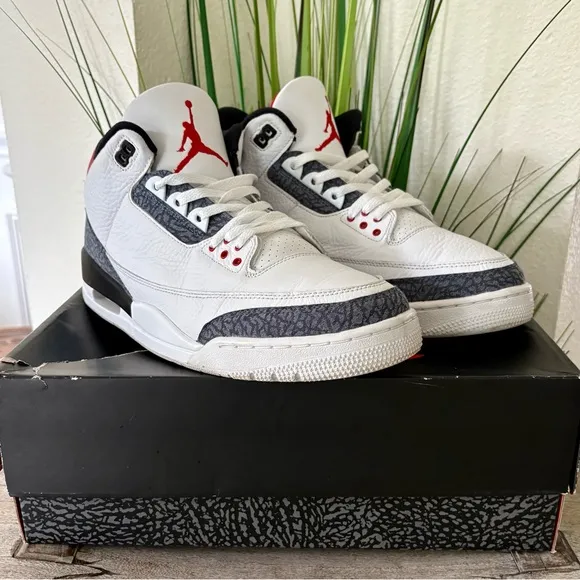 Jordan 3 Retro Denim Fire Red Sneakers