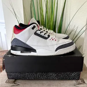 Jordan 3 Retro Denim Fire Red Sneakers